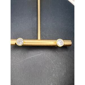 7mm CZ gold over sterling silver stud earrings